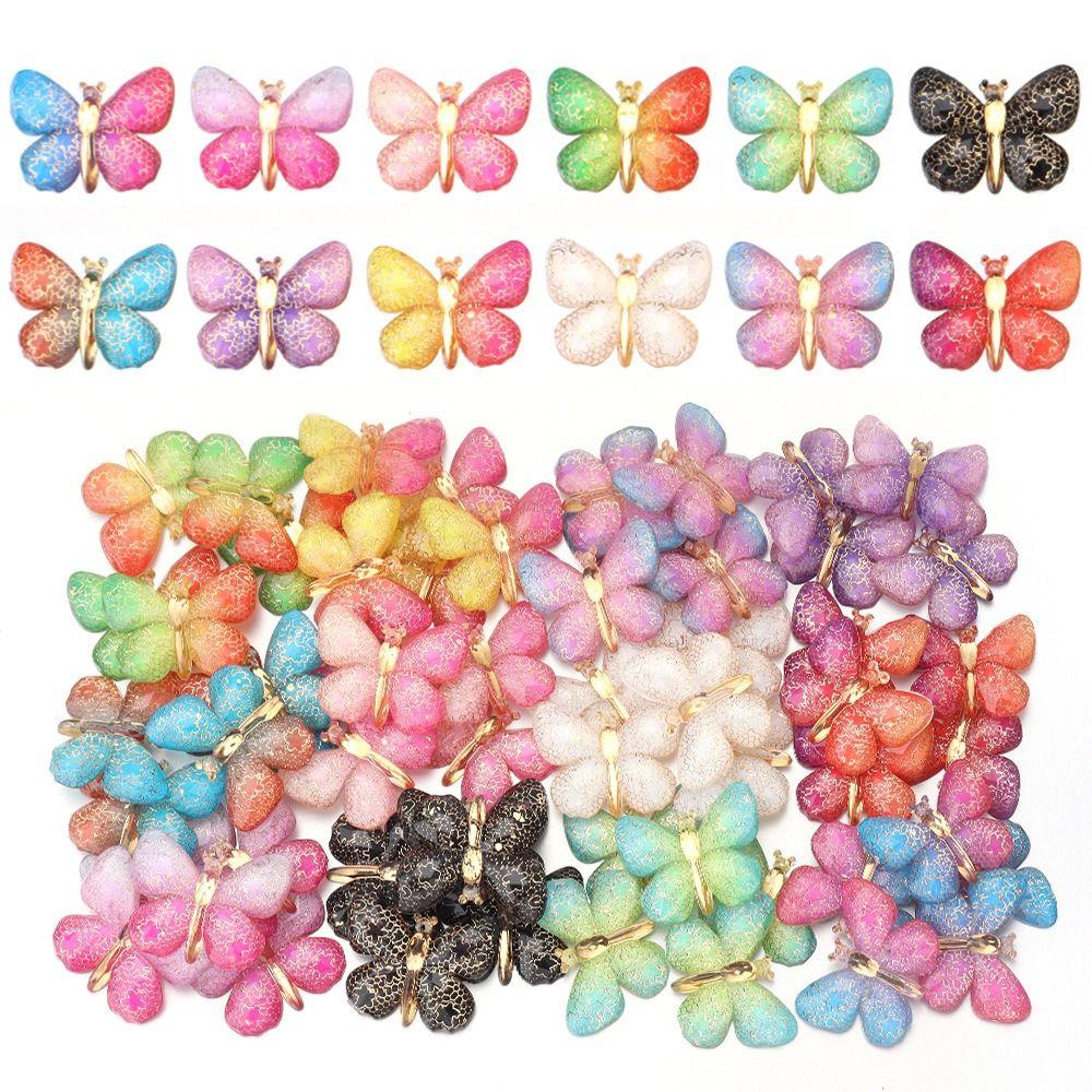Two-tone Gradient Butterfly Beads For DIY Necklace Bracelet Jewelry Making Accessories