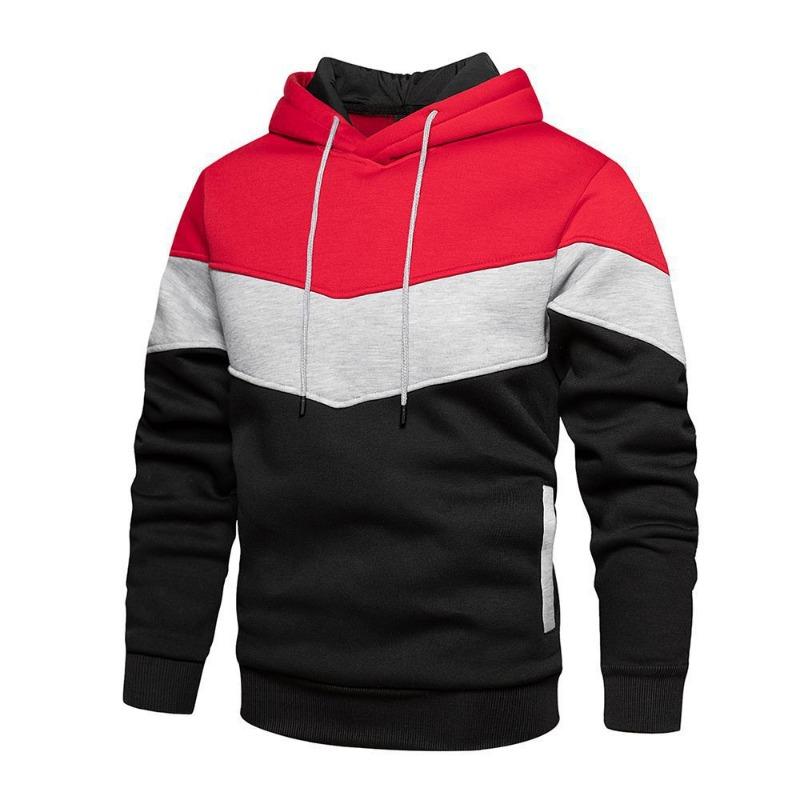Men S Plus Size Color Block Hip Hop Hooded Sweatshirt