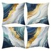 Glamorous Blue - Gold Wave Pillow CoversLiving Room Sofa Cushion Cover, Soft and Comfortable, Bedroom Room Decoration