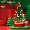 Рождественские вращающиеся музыкальные огни Дед Мороз Строительные блоки Игрушки-головоломки