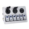 Панель переключателей Rocker Switch 6 Gang On Off Blue LED Light 2.1A Dual USB Charger Port Алюминиевый сплав для автомобиля