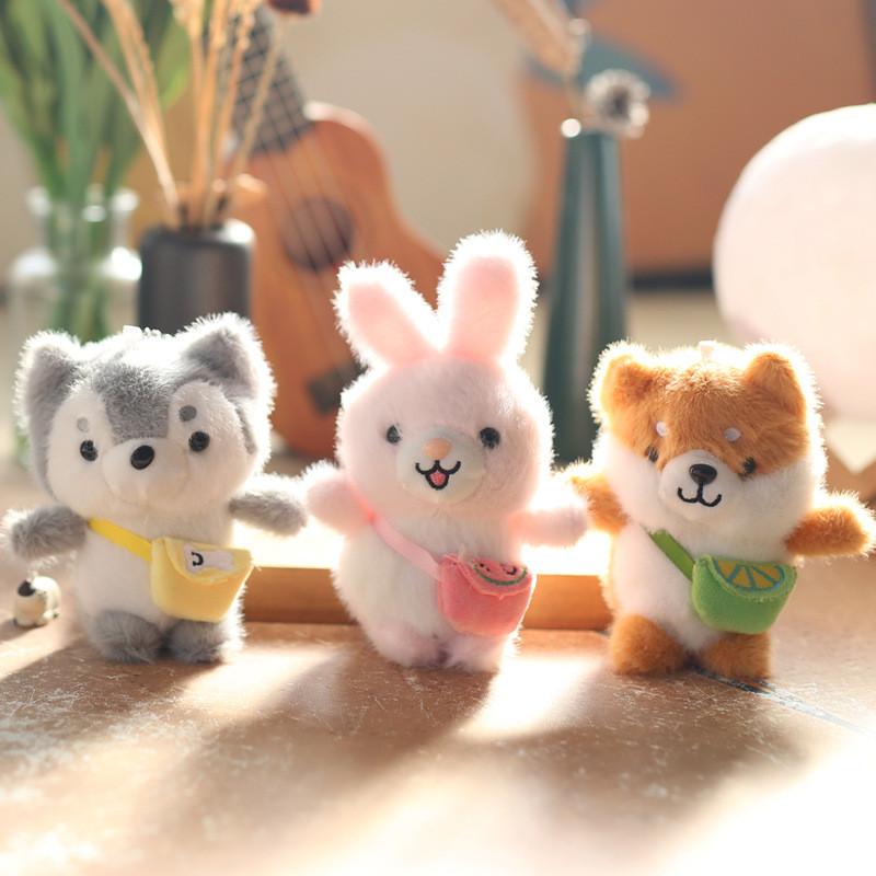 Soft Crystal Plush Dog Keychain Cute Bunny Plush Toy With Pp Cotton Filling