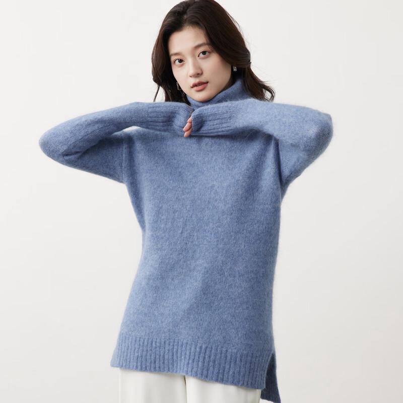 SinoFude Women's Wool Blend High-Neck Knit Sweater