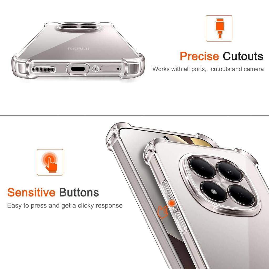 Four-Corners Shockproof Transparent TPU for Xiaomi Redmi Note 15 Pro 5G Pro+ Plus Note15 4G Protective Cover Shell Coque Fundas
