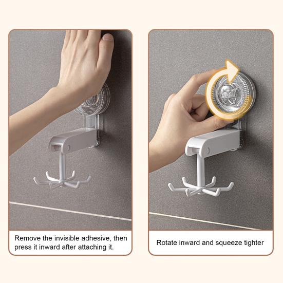 Вращающийся на 360 градусов крючок, конструкция присоски с высокой несущей способностью, простая установка, многоцелевой настенный крючок, органайзер для кухонной утвари