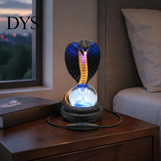 USB-ночник в форме змеи, настольная лампа, светодиодный стол из смолы с RGB-цветом для компьютерного стола, имитация хрустального шара для спальни, офиса