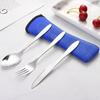 Portable Stainless Steel Western Cutlery Set: Knife, Fork, Spoon & Cloth Bag - Creative Three-Piece Gift Set