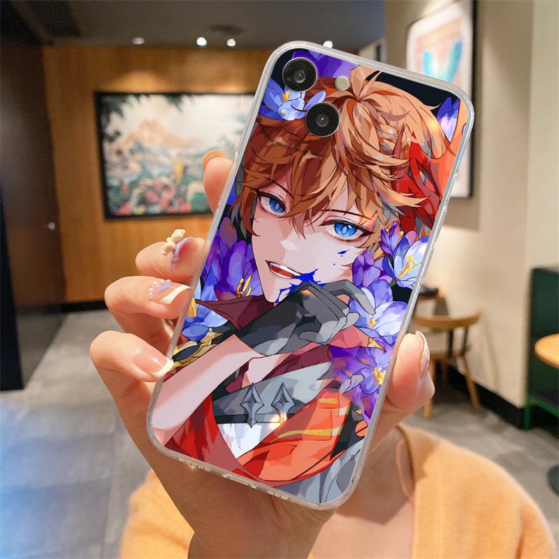 Прозрачный чехол для телефона Genshin Impact Ху Тао Сяо для iPhone 15 14 13 12 Mini 11 Pro Max XS X XR 7 8 Plus Прозрачный противоударный чехол