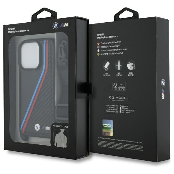 Bmw Bmhcp16L23Psvtk Iphone 16 Pro 6.3   Czarny/Black Hardcase M Edition Carbon Tricolor Lines & Strap