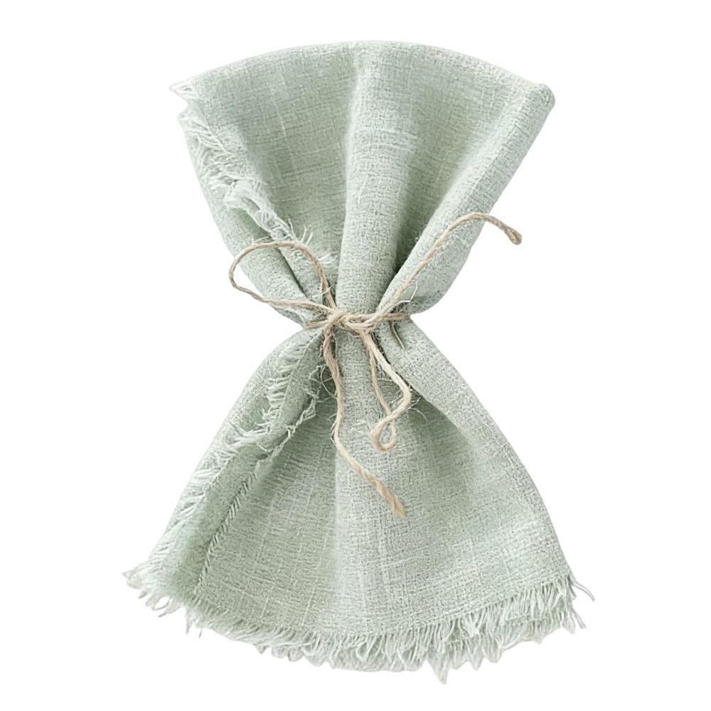 6pcs Sage Green Tassel Napkins Reusable Gauze Napkins Reusable Cloth Napkins  Home Decoration