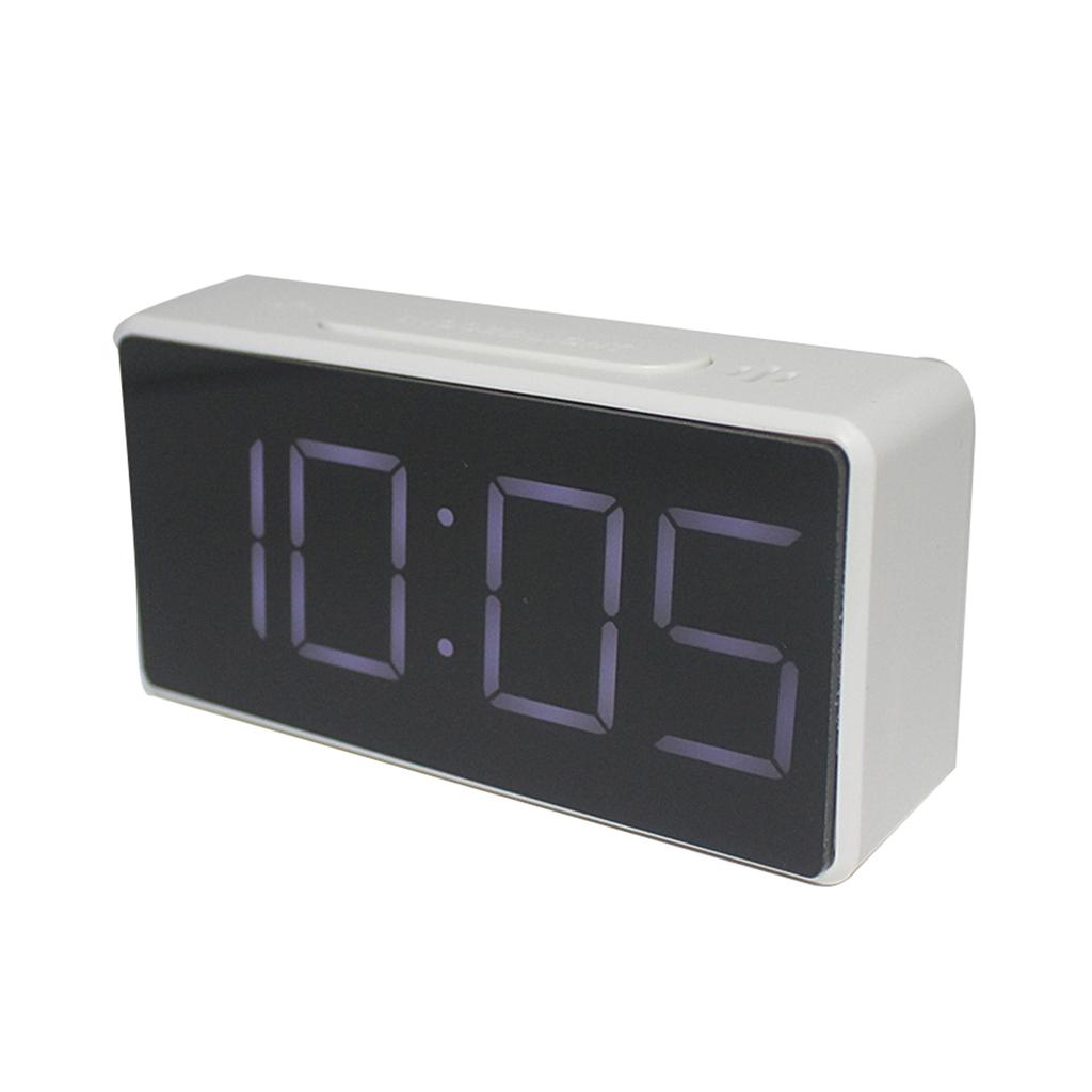 Светодиодный цифровой будильник с большим легко читаемым дисплеем для спальни, офиса, белого цвета