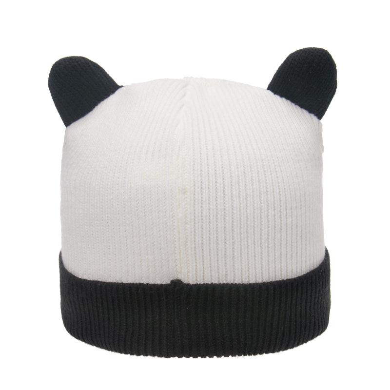 Autumn and Winter Cute Panda Head Wool Hat Flanged Trendy Versatile Travel Warm and Cold-proof Pullover Hat Cartoon Knitted Hat