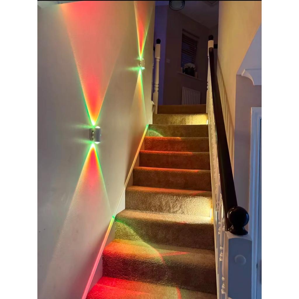 JOYBLISS Rechargeable LED Night Light with Motion Sensor Wall Lamp RGB Gradient Ambient Light Dimmable Indoor Light Magnetic Step Lamp