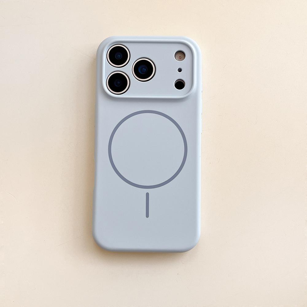 Для Magsafe Магнитная Беспроводная Зарядка Роскошный Однотонный Силиконовый Чехол для Телефона с Защитой Линзы Для iPhone17 Air 16 15 Pro Max