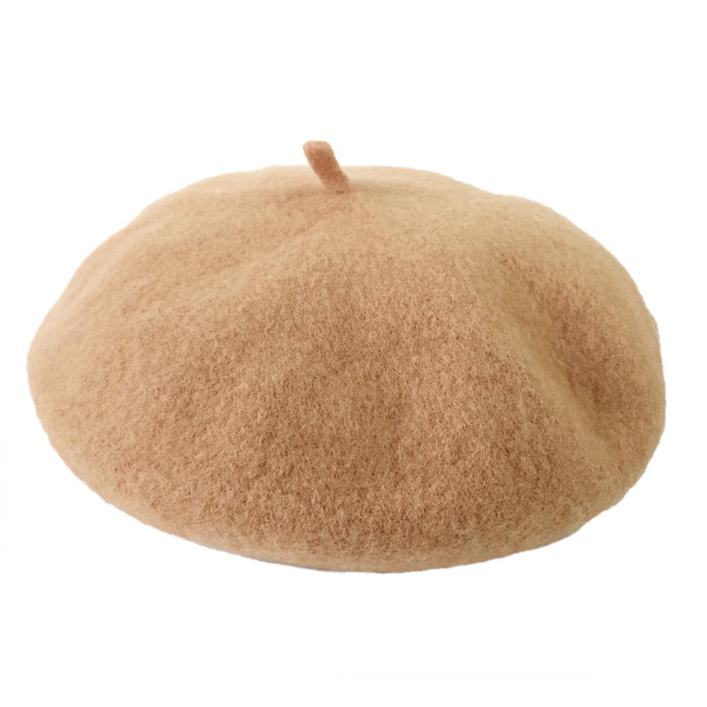 Wool Felt Beret Women British Style Girls Beret Hat Lady Solid Color Winter Hats