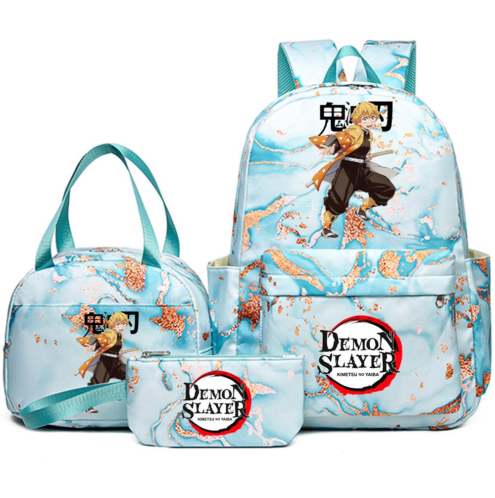 3 шт./комплект Рюкзак с принтом «Клинок, рассекающий демонов» с сумочкой и пеналом для подростка, школьника, девочки, мальчика, большой вместимости, водонепроницаемый, для книг, школьный, дорожный, подарок