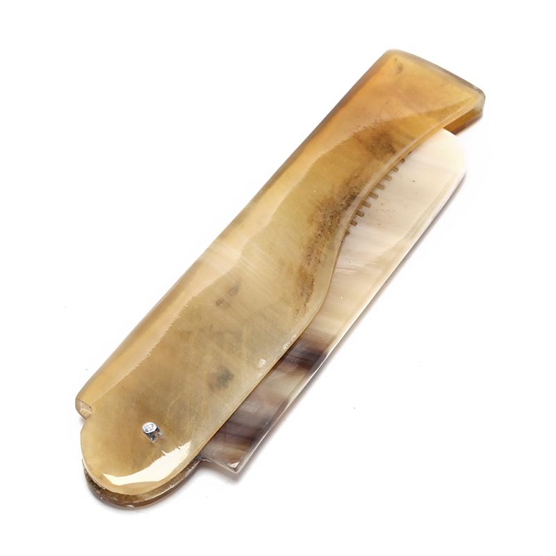 Женская складная расческа с мелкими зубьями из бычьего рога для всех типов волос, борода, усы