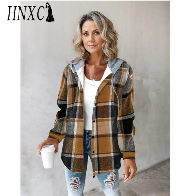 Женские винтажные повседневные куртки и пальто с длинным рукавом HNXC осень-зима