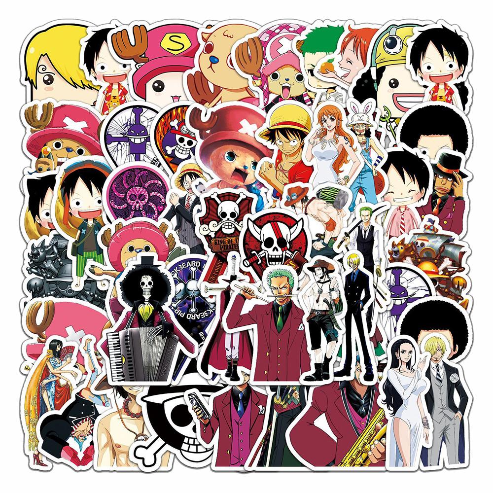 50/100 шт. Аниме-наклейки ONE PIECE Крутые мультяшные наклейки Детская игрушка Канцелярские принадлежности для DIY Чемодан Автомобиль Велосипед Водонепроницаемые Классические манга-наклейки