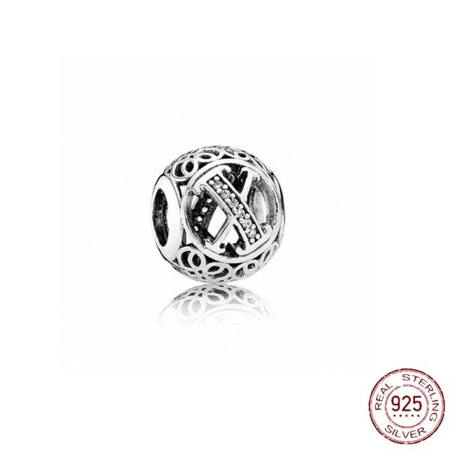 Браслет-подвеска из серебра 925 пробы с буквами AZ и буквами, бусины с именем для женщин, DIY кулон, изготовление ювелирных изделий