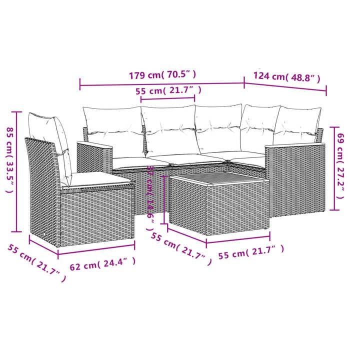 VidaXL Salon de Jardin avec Coussins 6 pcs, Canapés de Terrasse, Ensemble de Meubles de Patio, Mobilier d'Extérieur, Noir 3258380
