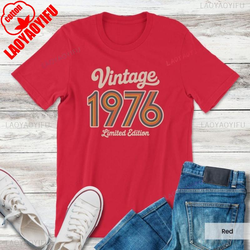 Retro 1976 50th Birthday Gift For Unisexs Best Friend Bday 70s Vintage Shirt Unisex Allmatch Casual Style Printed Tshirt Tops