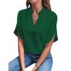 2024 Women's Casual Summer V-neck Loose Solid Color Blouse