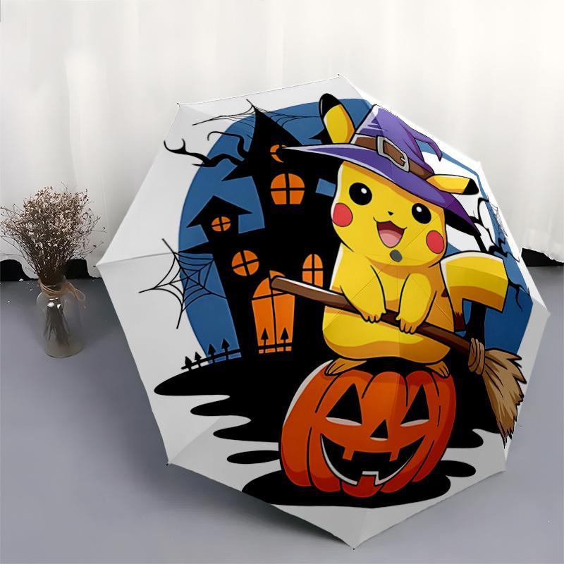 1pc Halloween Pikachu Witch Hat Automatic Opening/Closing Umbrella with 8 Ribs, Outdoor Umbrella for Fans, Travelers, Daily Use, Festival Gift.F047