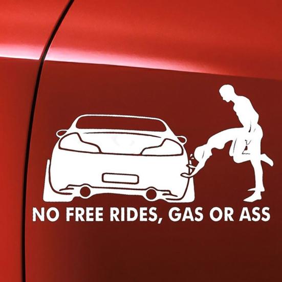 Funny No Free or Ass Rides Gas Vehicle Car Reflective Decals Sticker Decoration