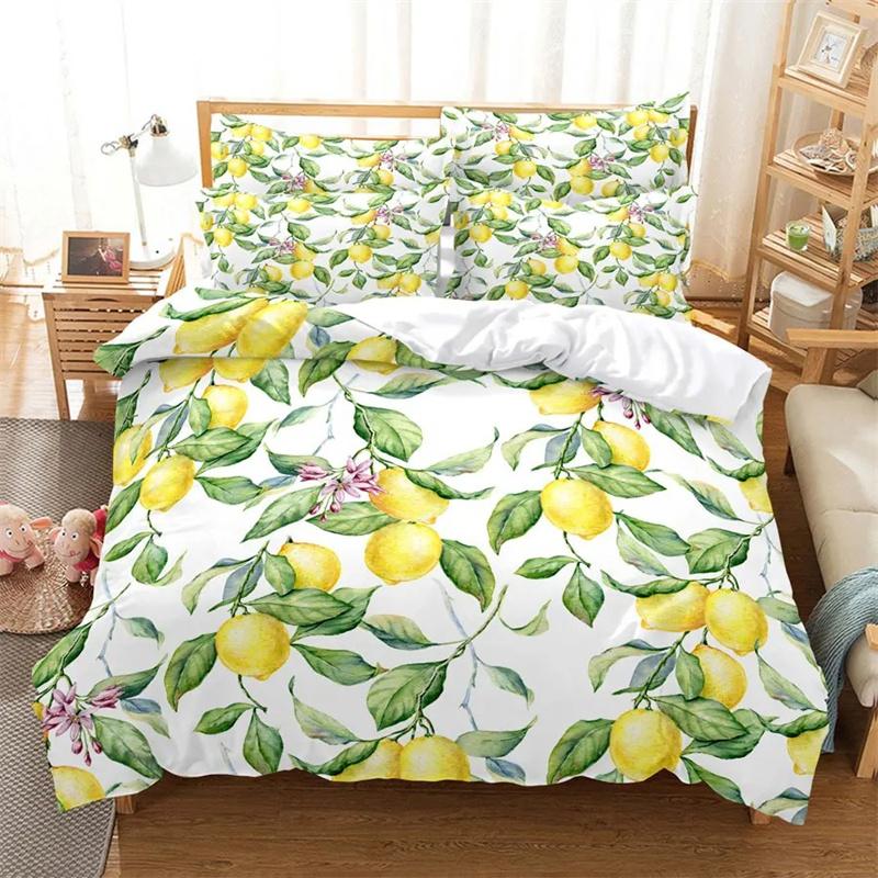 3D Summer Tropical Fruit Duvet Cover with Pillowcase King Full Size Queen Double Bed Quilt Case Linens Single Twin Bedding Sets