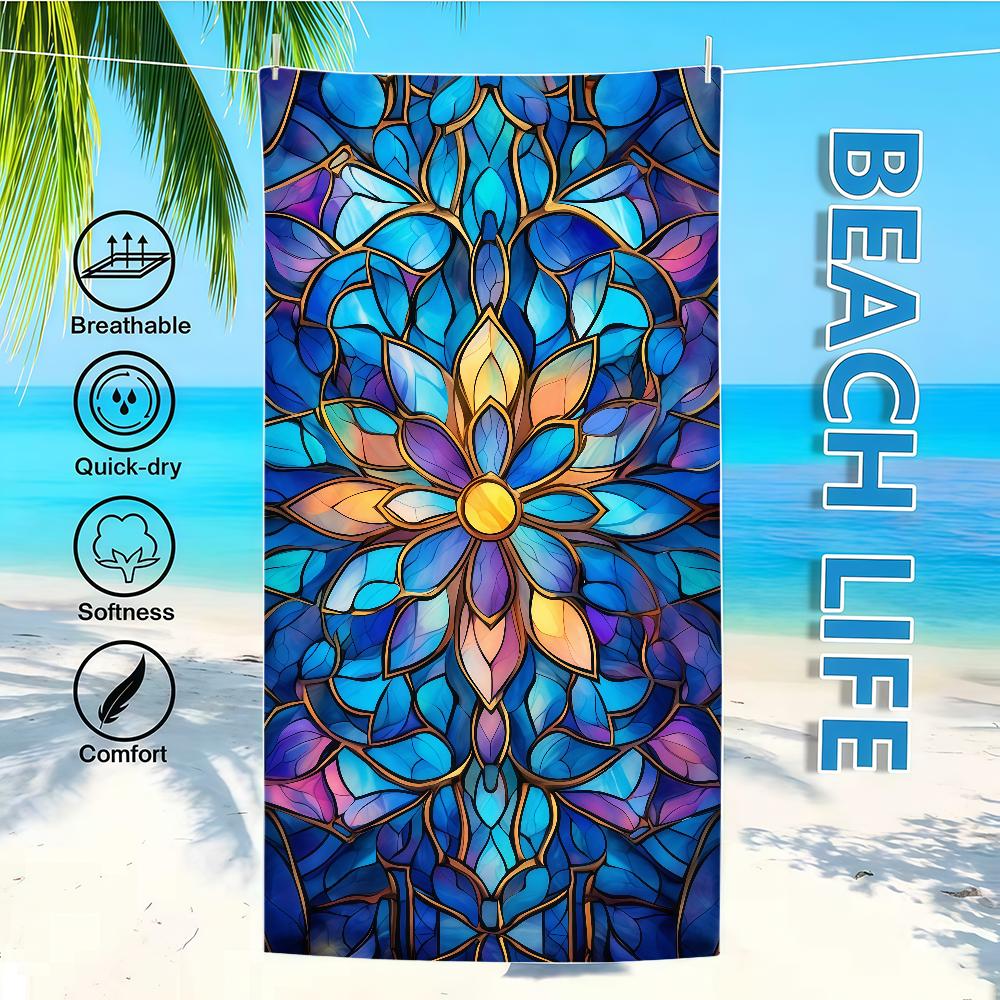 Towel Mandala Stained Textile Bathrobe Beach Flower Quick-Drying Lightweight Portable Camping Swim Glass Pool Travel