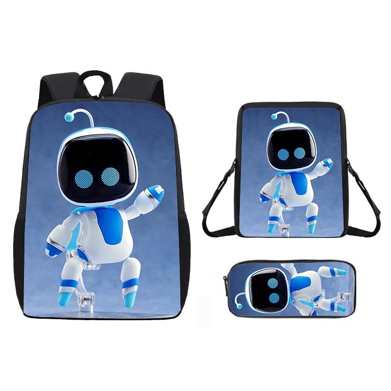 Astro Bot Backpack For Kids With Breathable Oxford Fabric And Cartoon Print For School Use