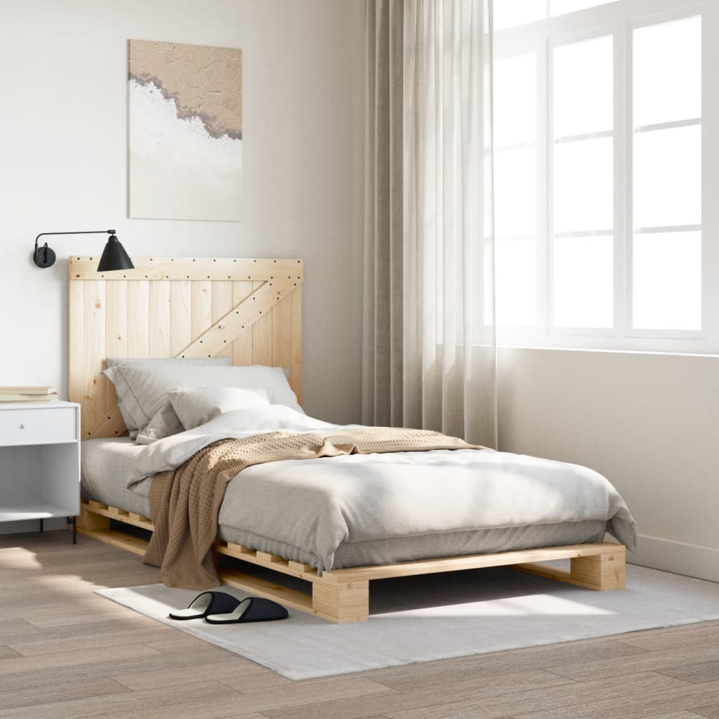 Solid Wood Bed with Headboard 100x200 cm Pine