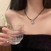 Retro Butterfly Pendant Double Layers Leather Rope Chokers Necklace Collarbone Clavicle Chain For Women Jewelry Gift
