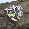Christmas Sale Peridot Blue Topaz Gemstone Statement Ring 925 Sterling Silver Handmade Jewelry