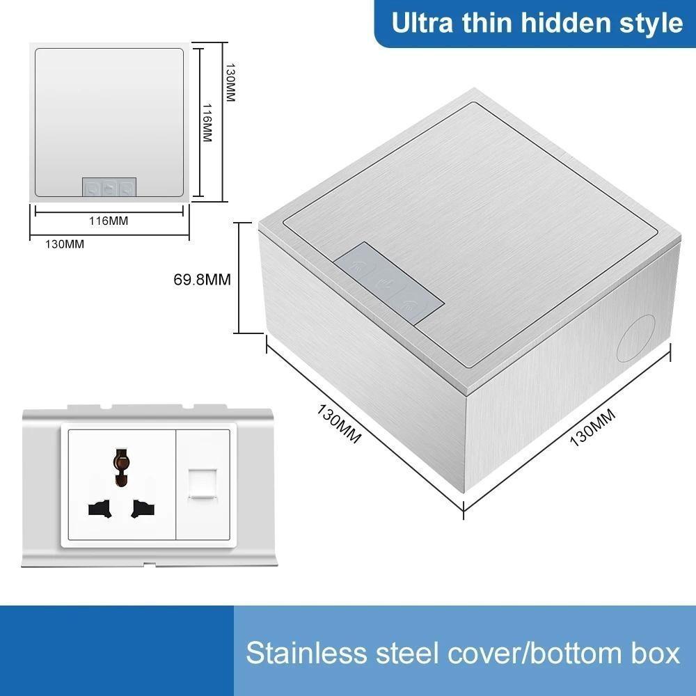 Rust-proof Flip Floor Socket Single Row 3-Pin & 2-Pin Socket Ultra Thin Hidden Style Replaceable Module Power Socket