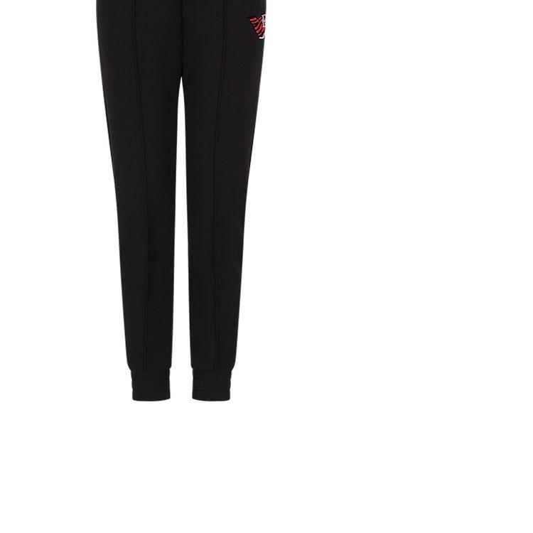 Emporio Armani Спортивные штаны вязаные с манжетами, однотонные, с вышитым логотипом, женские, черные, SS22, 3L2P6E-1JHSZ-0999