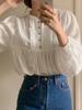 Shirt Women's New Lace Round Neck Shirt Loose Long-sleeved Tops Women
