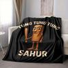 1Pc Tung Tung Sahur Adventure Flannel Blanket, Soft And Comfortable, Casual Warm, Camping Travel, Christmas, Halloween Xmas Gift L1113