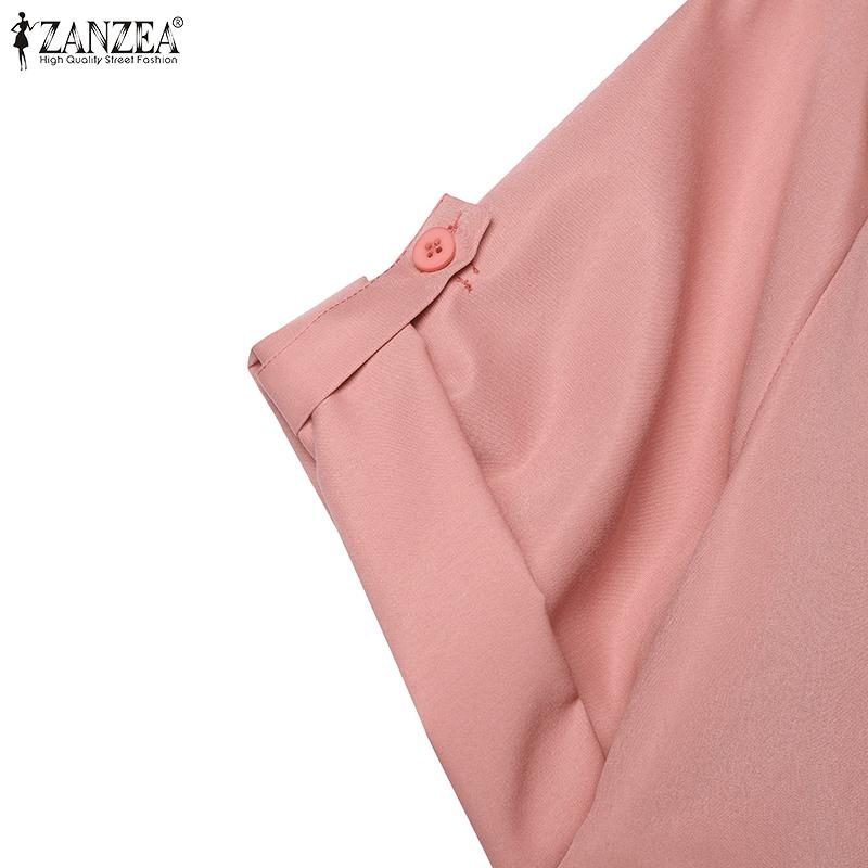 ZANZEA Женская повседневная летняя блузка с отложным воротником и коротким рукавом