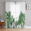 Floral Plants Tropical Plants Green Leaves Sheer Window Curtain Tulle Curtains for Livingroom Bedroom Home Decor Voile Drapes