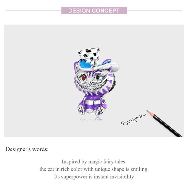 WOSTU Стерлингового серебра 925 пробы, модные разноцветные подвески с волшебным котом, бусины для женщин, подходят для оригинального браслета «сделай сам», ожерелье, ювелирные украшения