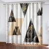 3D Modern Classic Marble Green Gold Elegant Gray 2 Panel Thin Shading Polyester Window Curtain for Bedroom Living Room Decor