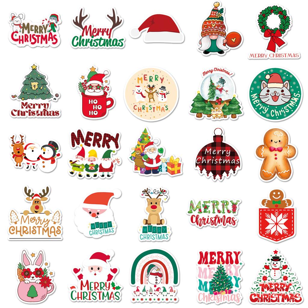 100 Christmas Cartoon Stickers, Christmas WaterproofDecoration, Guka Material, And Epoxy Resin Planner Stickers