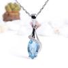 Женское ожерелье из стерлингового серебра 925 пробы с подвеской из натурального небесно-голубого топаза, изящные ювелирные украшения для вечеринки, дня рождения, повседневной носки