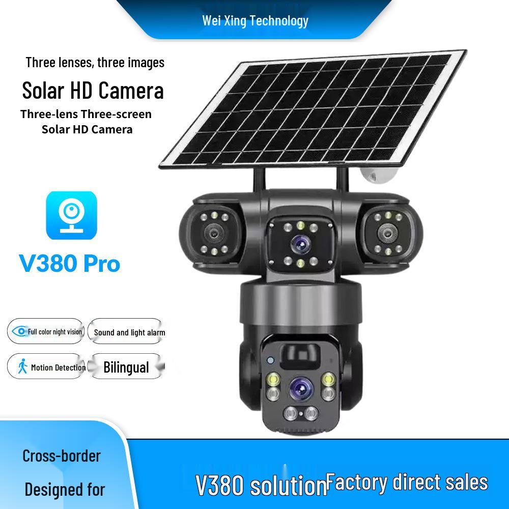 V380 360° Triple-Lens Solar WiFi/4G Surveillance Camera