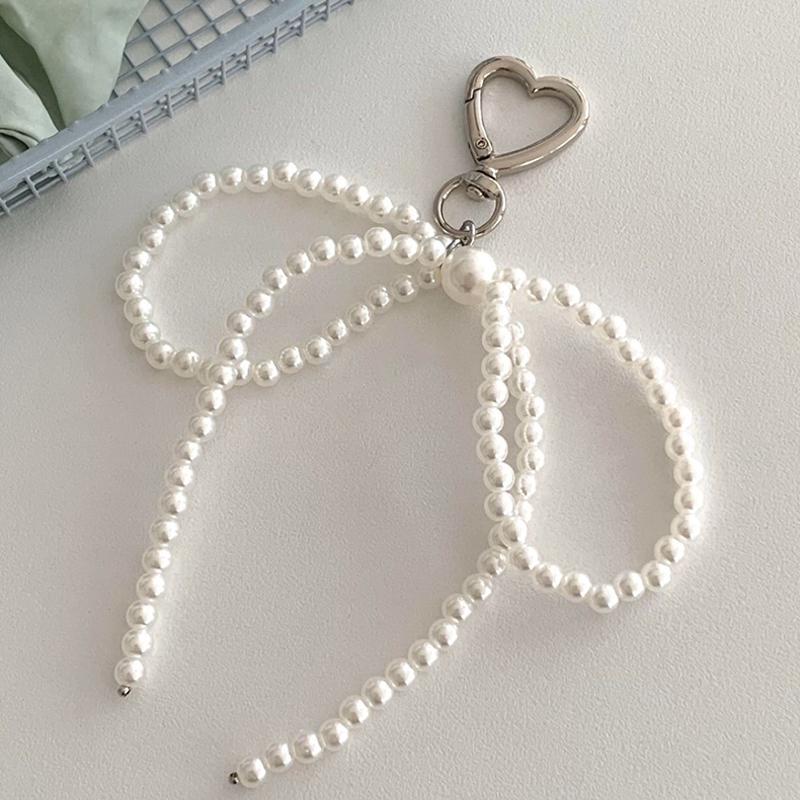 Ins Style Bowknot бисерный брелок для ключей трехмерный серебряный галстук-бабочка телефон кулон чехол для наушников подвеска автомобильный брелок сумка декор