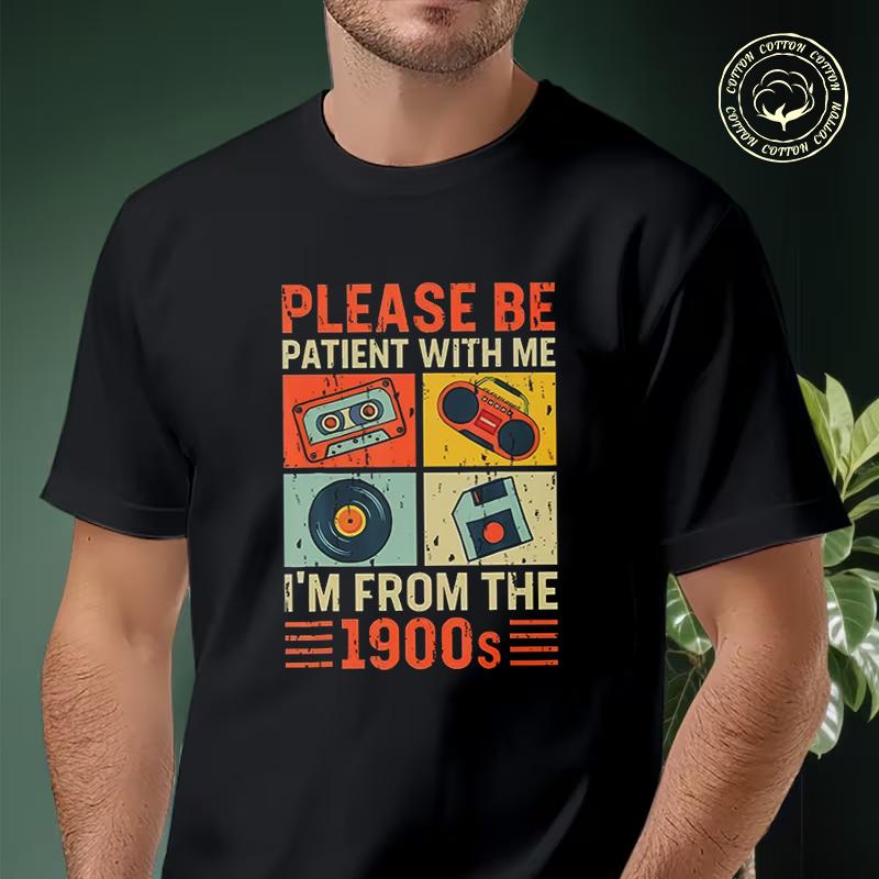 Men T-shirt High Quality Funny Cotton Vintage 1900s With Retro Media Icons Moto Casual Cool Loo