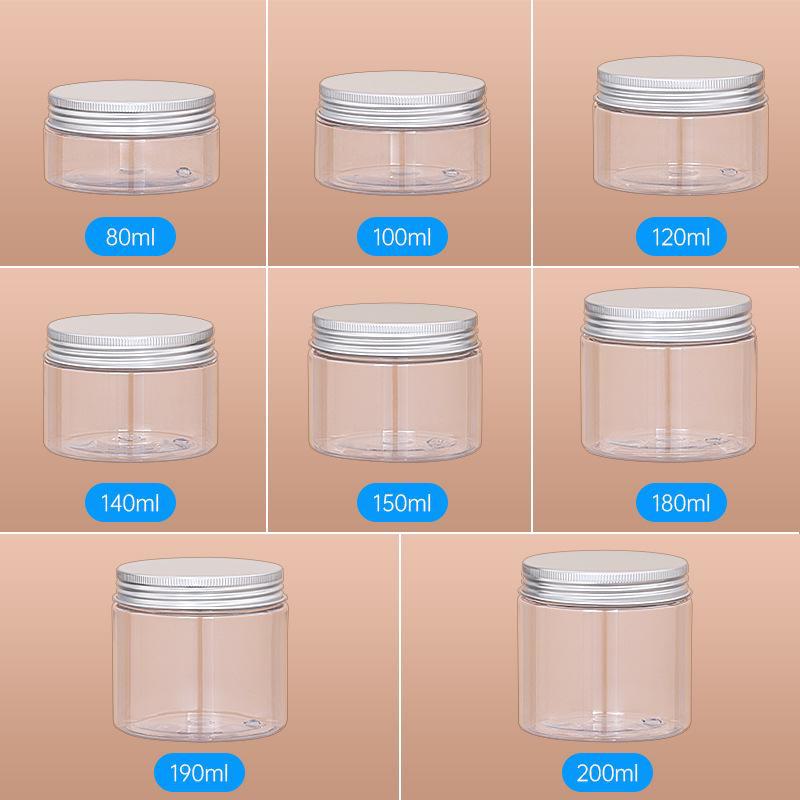 «Банка для крема 100 мл с ПЭТ, алюминиевой крышкой и прозрачная бутылка с широким горлом 250 мл с внутренней крышкой»