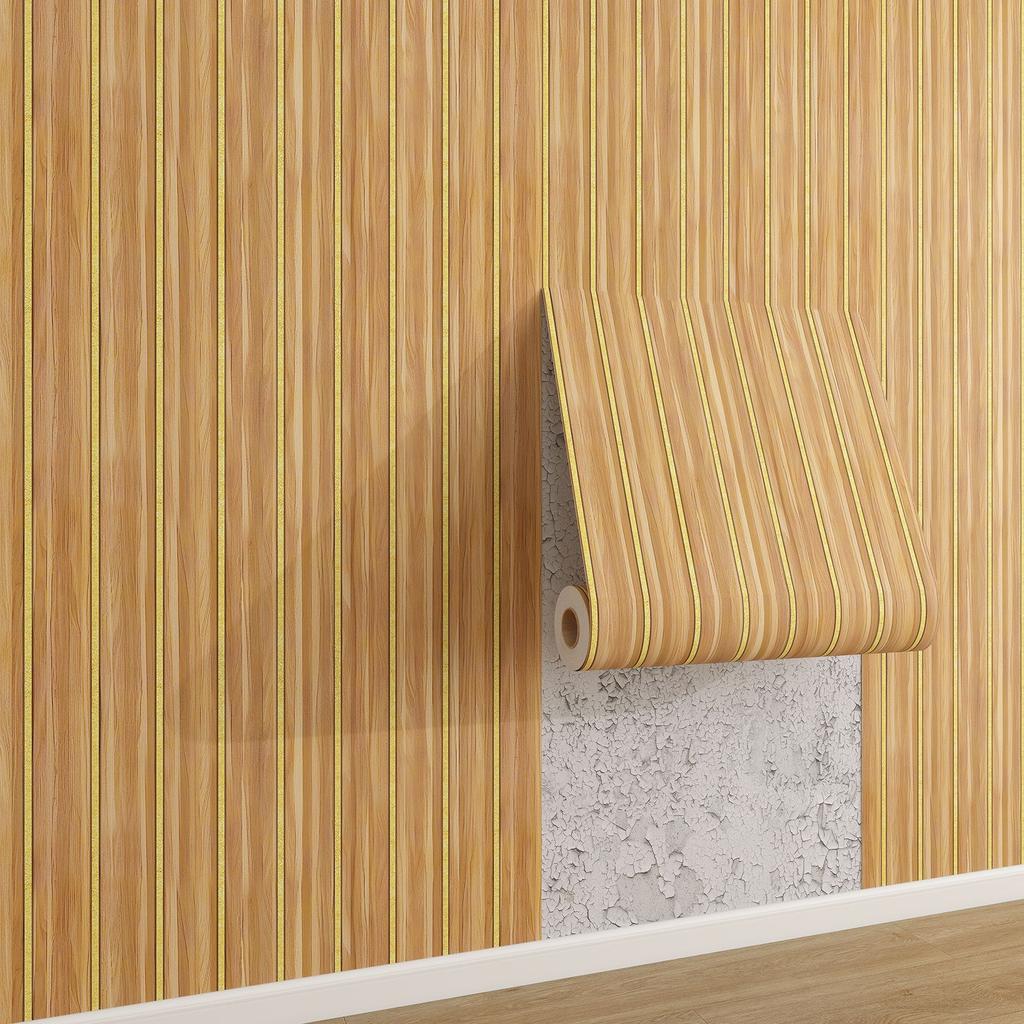 Самоклеящиеся обои-планки 0,45x10 м, полосатые, под винтажное дерево, наклейка на стену для ТВ-фона, декора гостиной, отклей и приклей